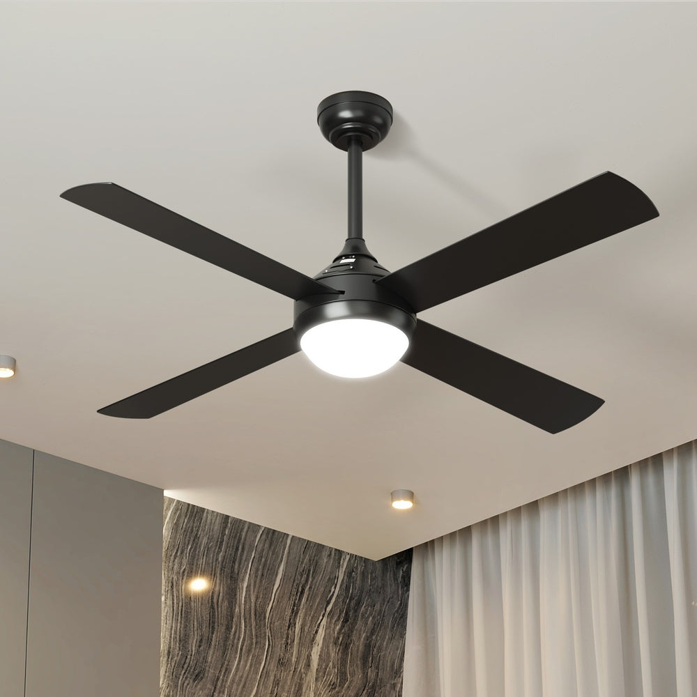 52'' AC Ceiling Fan with Light Remote Control 4 Blades Black