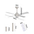 52'' Ceiling Fan AC Remote Control Timer 4 Blades Silver