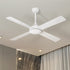 52'' Ceiling Fan AC Remote Control Timer 4 Blades White