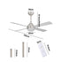 52'' AC Ceiling Fan with Light Remote Control 4 Blades Silver