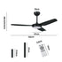 52" Ceiling Fan with Light DC Remote Control 5 Speed Black