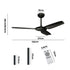 52'' Ceiling Fan DC 3 ABS Blades Remote Control Timer Black