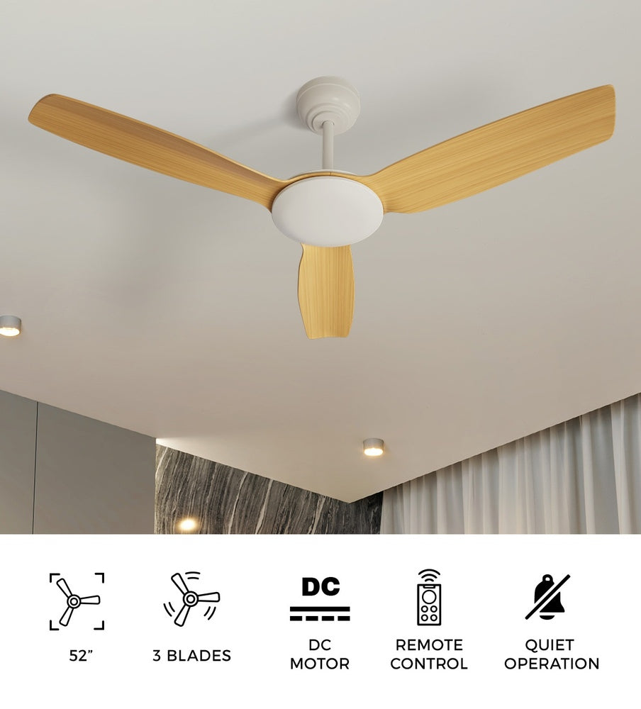 52'' Ceiling Fan DC 3 ABS Blades Remote Control Timer Wood