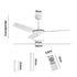 52'' Ceiling Fan DC 3 ABS Blades Remote Control Timer White