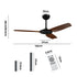 52'' Ceiling Fan DC 3 ABS Blades Remote Control Timer Walnut