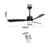 52" Ceiling Fan LED Light 5 Speed Fans Remote Control Black