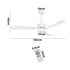 52" Ceiling Fan LED Light 5 Speed Fans Remote Control White