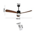 52" Ceiling Fan LED Light 5 Speed Fans Remote Control Walnut