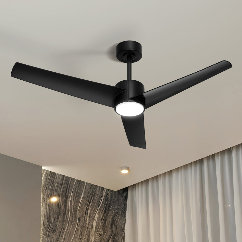 52" Ceiling Fan With Light DC Motor Remote Control Black
