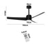 52" Ceiling Fan With Light DC Motor Remote Control Black