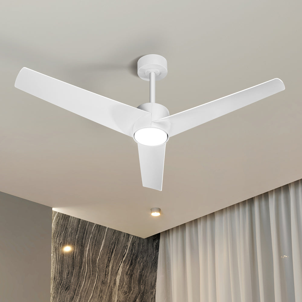 52" Ceiling Fan With Light DC Motor Remote Control White