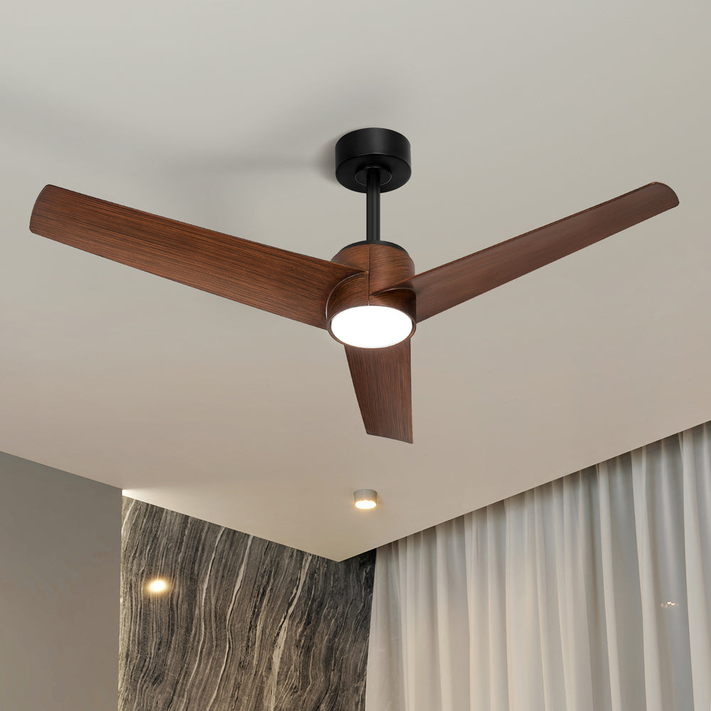 52" Ceiling Fan With Light DC Motor Remote Control Walnut