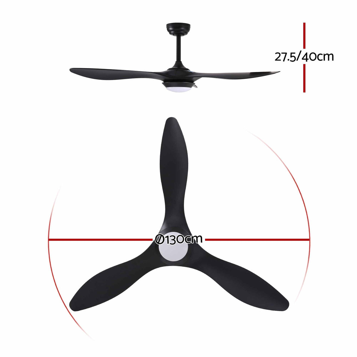 52-Inch Ceiling Fan DC Motor with Light and Remote, Black, 40W, 6 Speeds