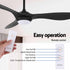52-Inch Ceiling Fan DC Motor with Light and Remote, Black, 40W, 6 Speeds