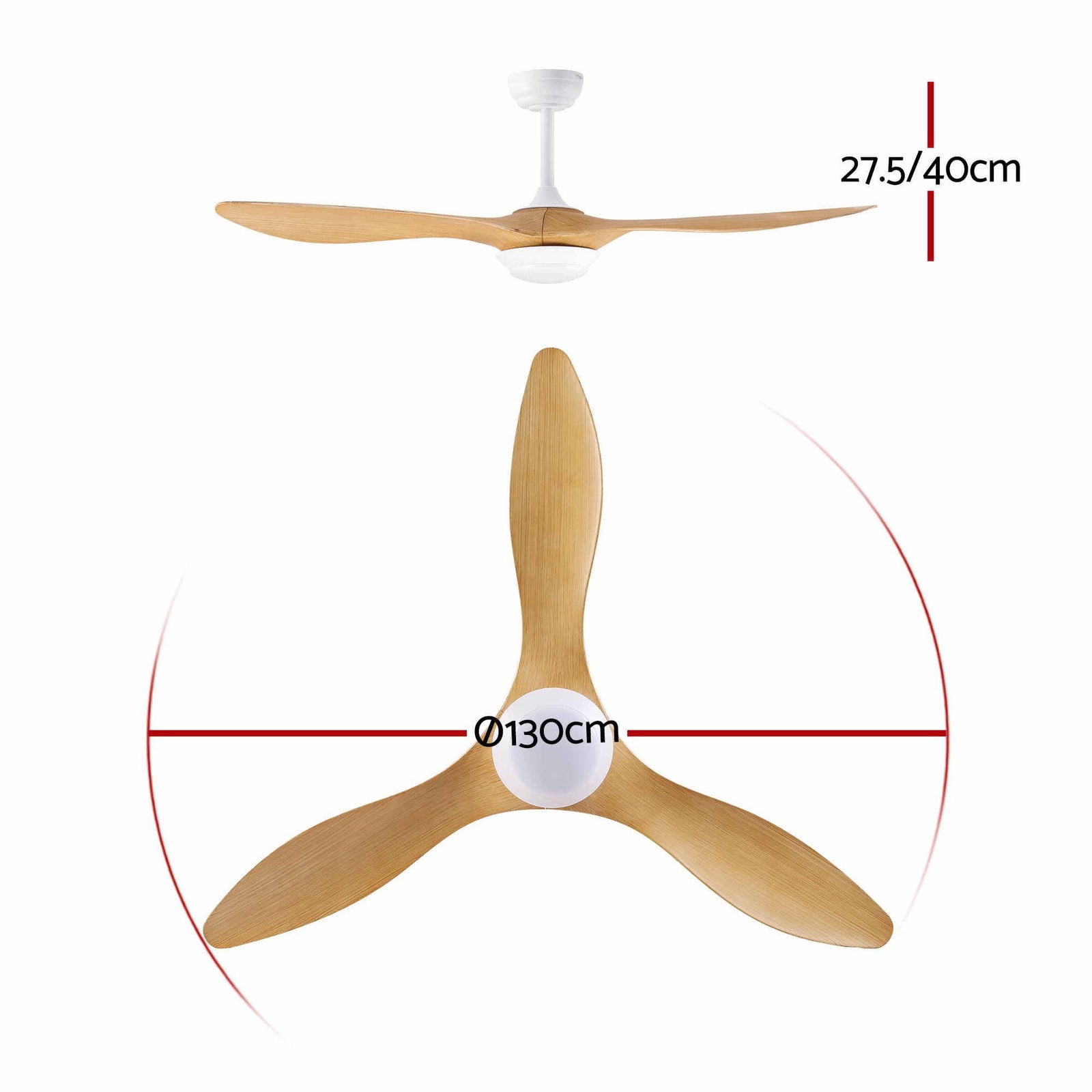 52 Inch Ceiling Fan DC Motor with Light and Remote Wood Finish Fixture