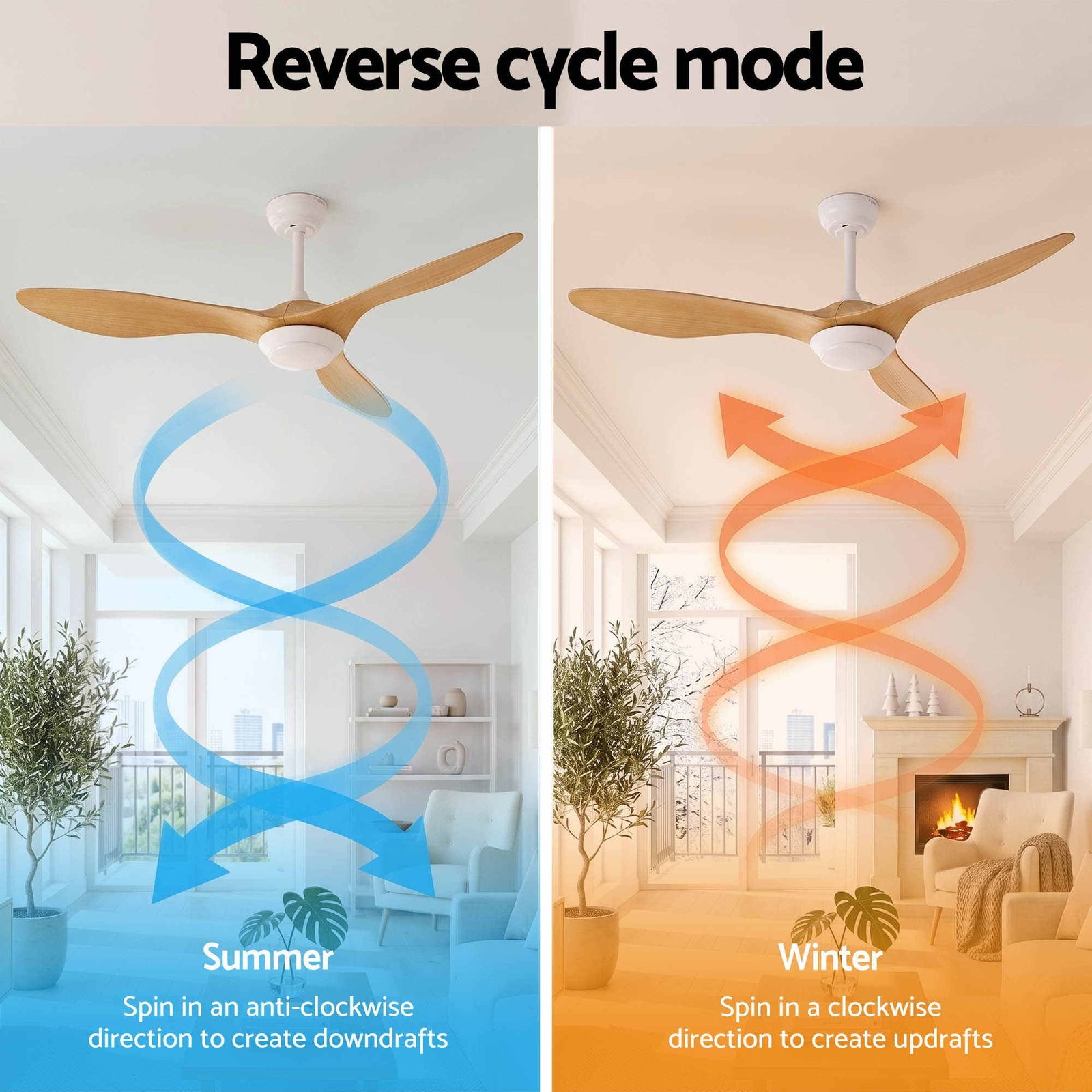 52 Inch Ceiling Fan DC Motor with Light and Remote Wood Finish Fixture