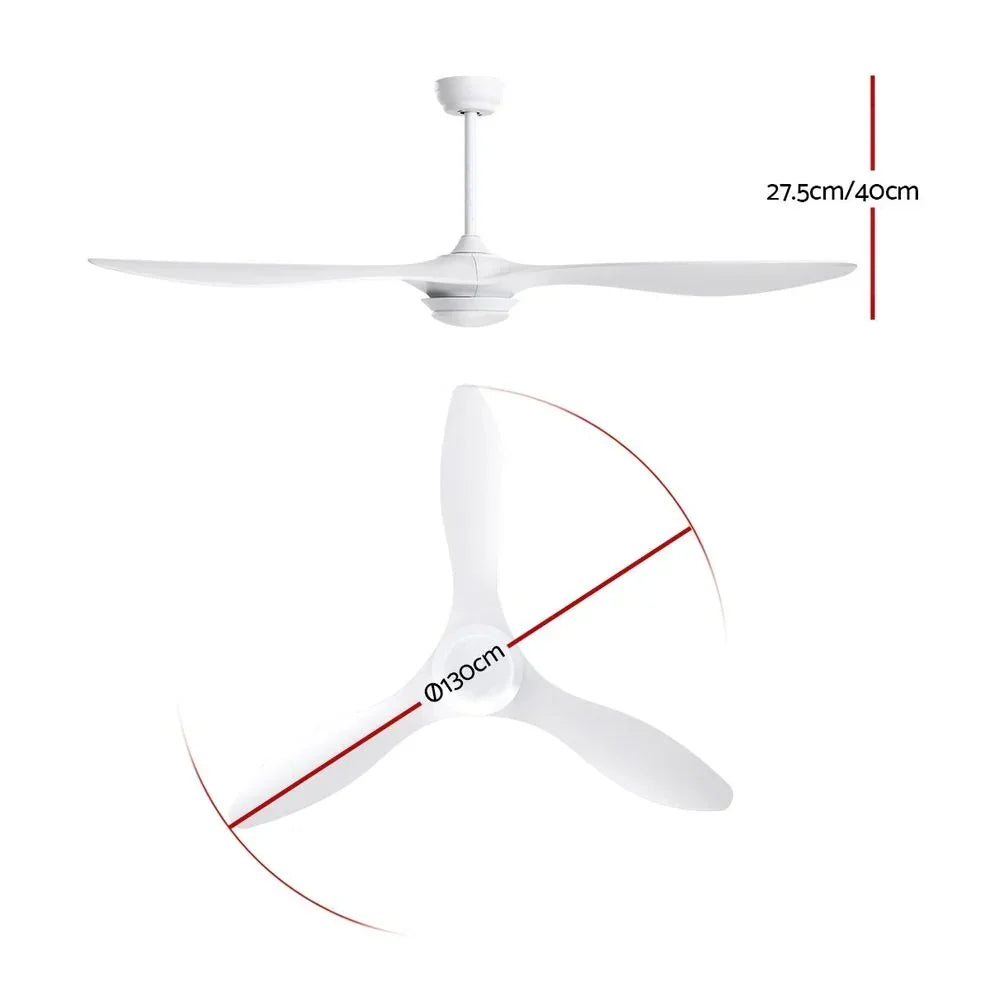 Ceiling Fan 52 Inch DC Motor with LED Light Remote 6 Speed White