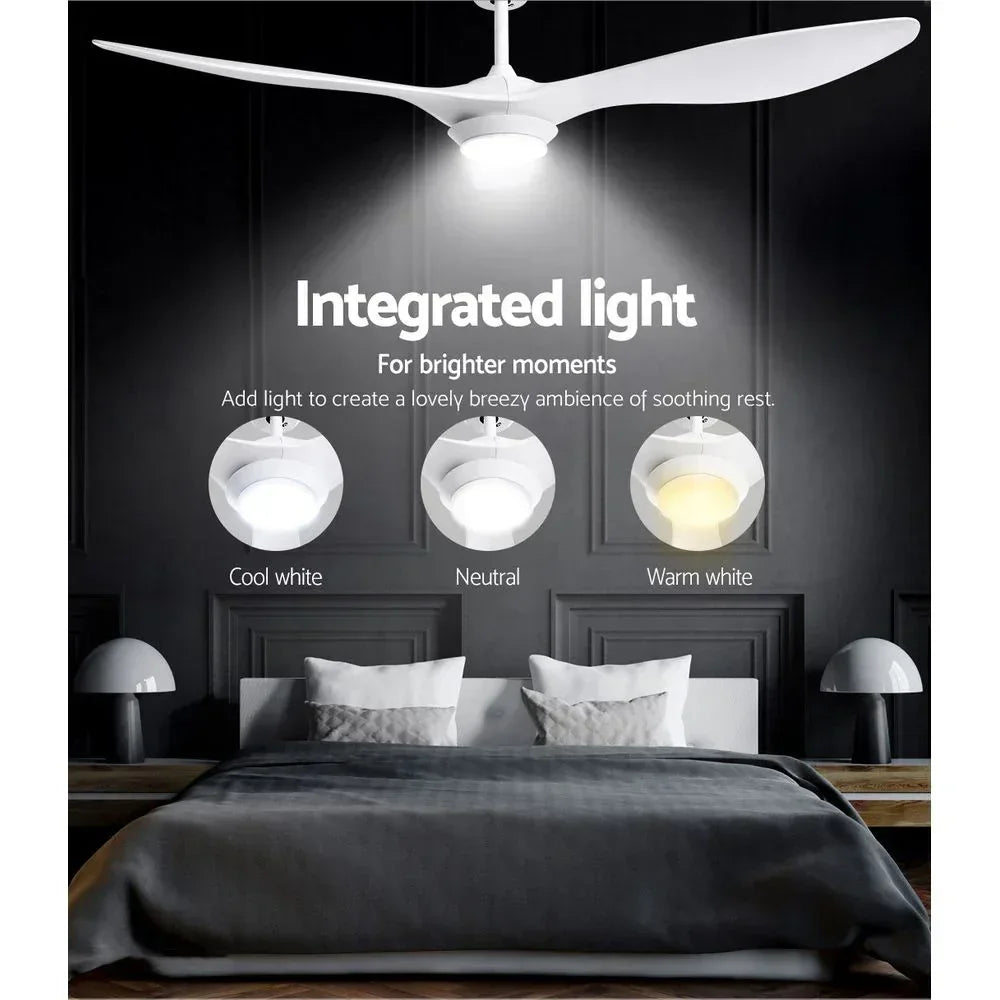 Ceiling Fan 52 Inch DC Motor with LED Light Remote 6 Speed White