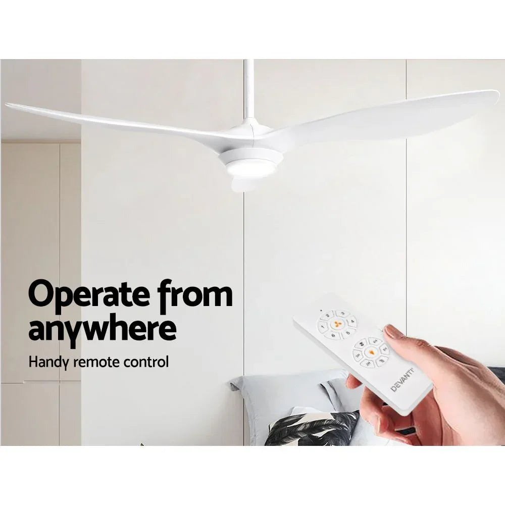 Ceiling Fan 52 Inch DC Motor with LED Light Remote 6 Speed White
