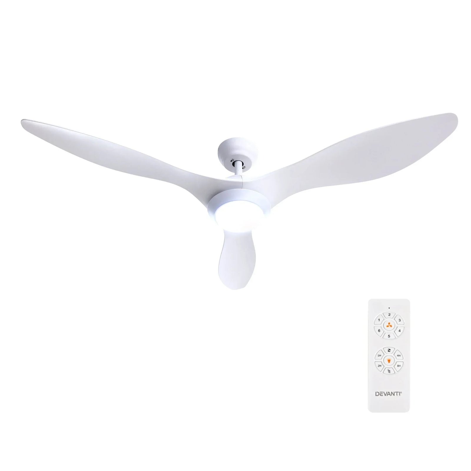 Ceiling Fan 52 Inch DC Motor with LED Light Remote 6 Speed White