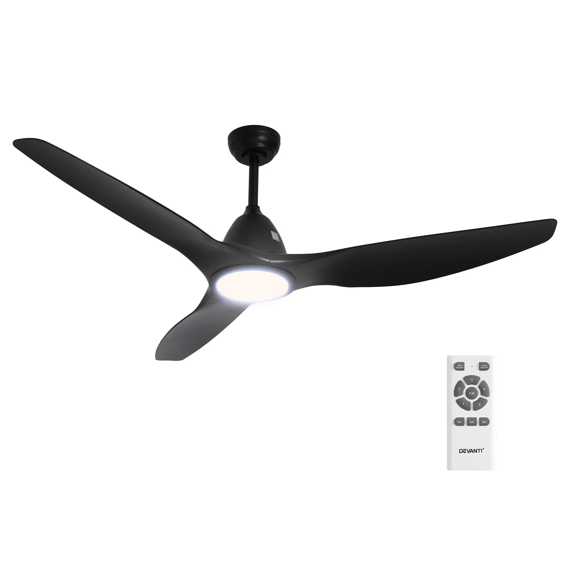 64 Inch Ceiling Fan DC Motor w/Light w/Remote - Black