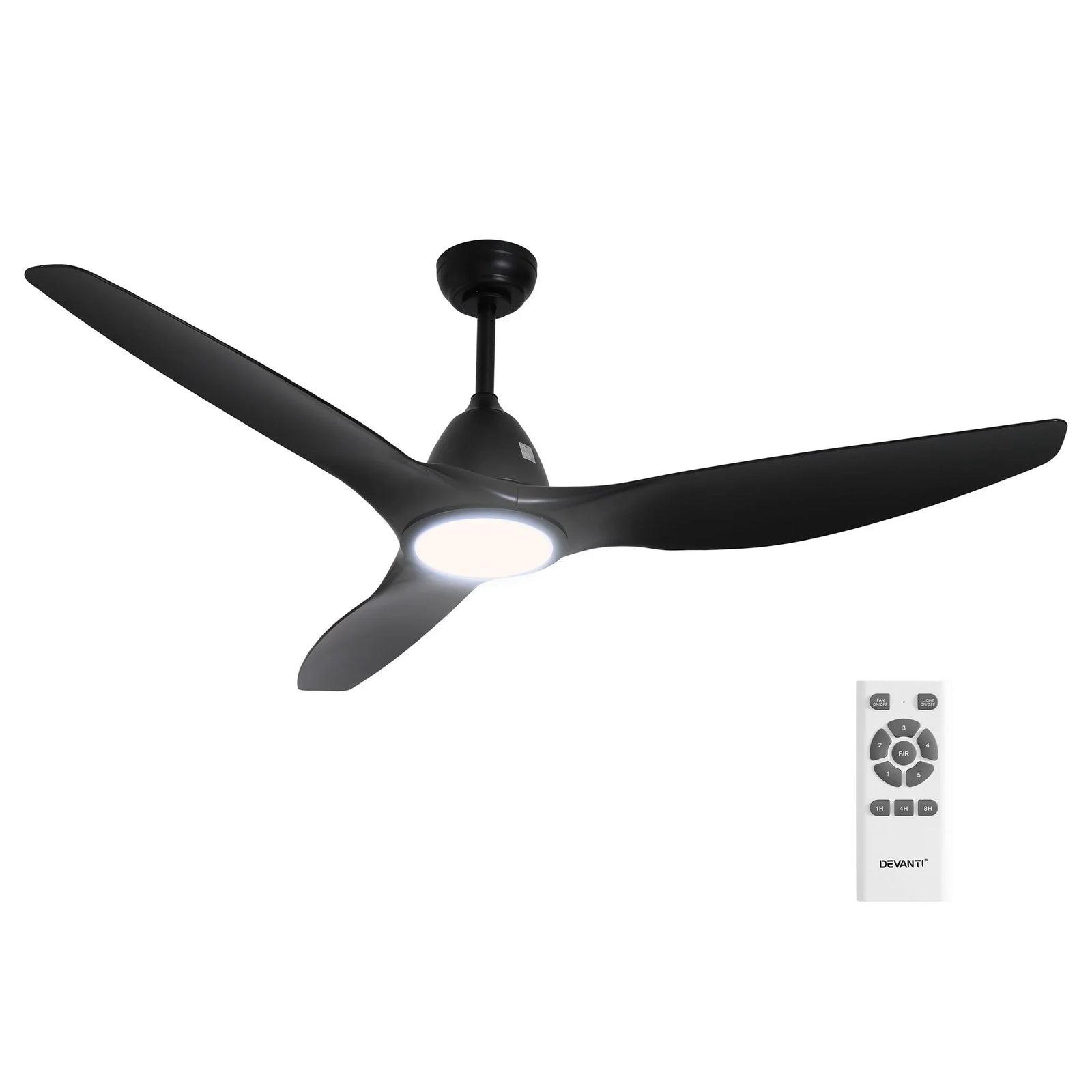 64 Inch Ceiling Fan DC Motor w/Light w/Remote - Black