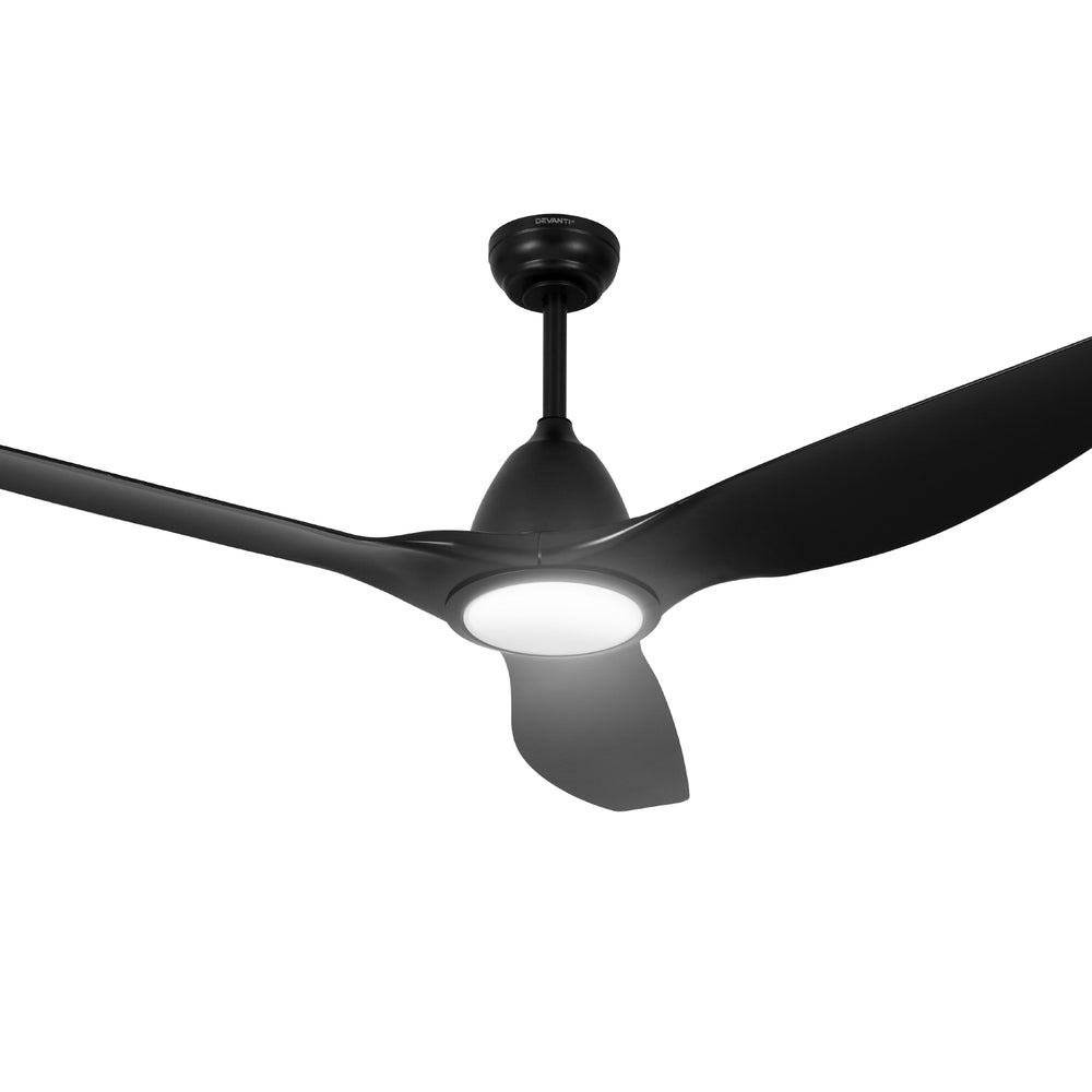 Devanti 64 Inch Ceiling Fan DC Motor w/Light w/Remote - Black