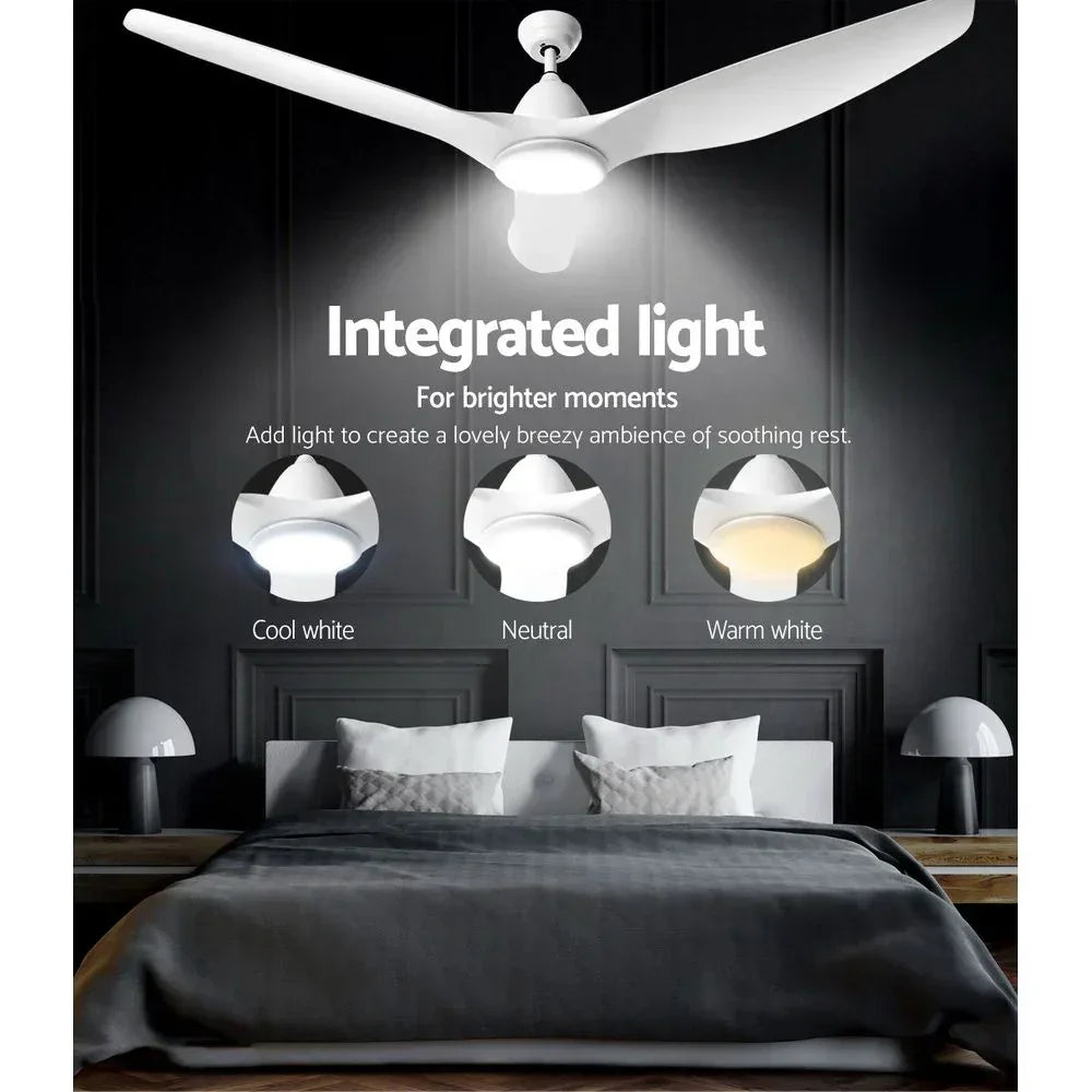Ceiling Fan 64 Inch DC Motor with LED Light Remote 5 Speed White