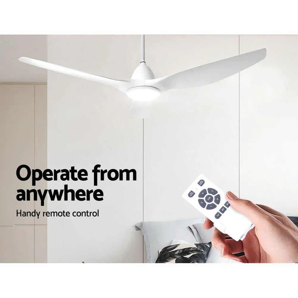 Ceiling Fan 64 Inch DC Motor with LED Light Remote 5 Speed White