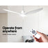 Ceiling Fan 64 Inch DC Motor with LED Light Remote 5 Speed White