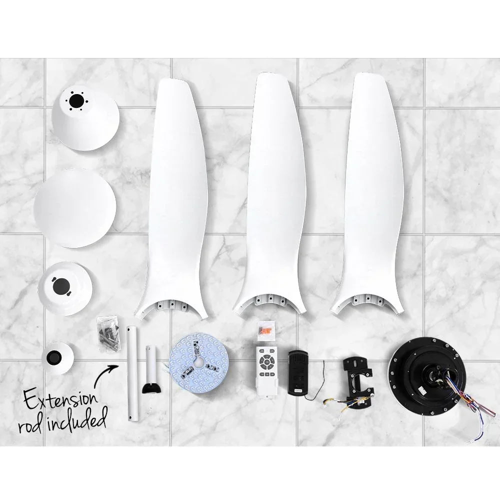 Ceiling Fan 64 Inch DC Motor with LED Light Remote 5 Speed White