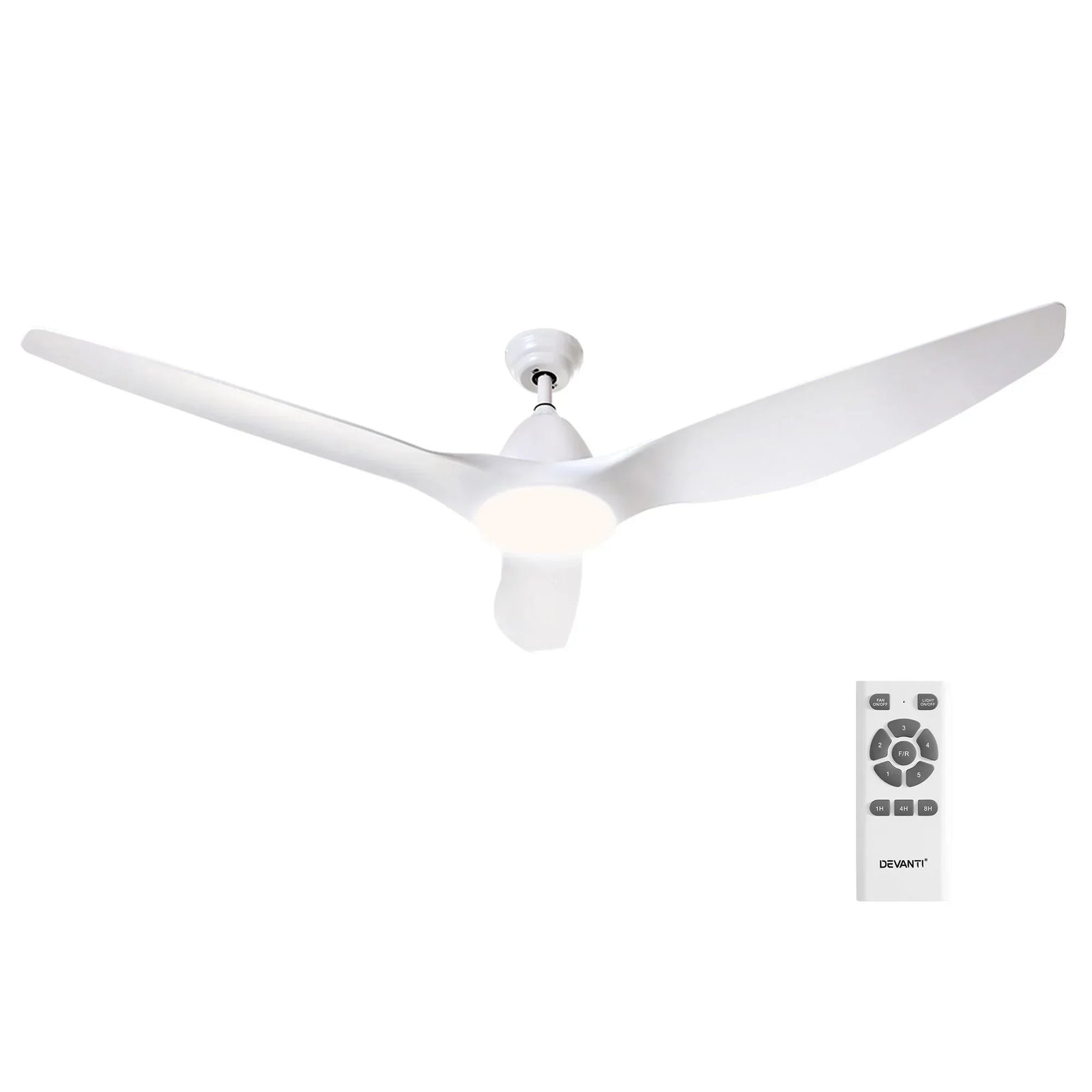 Ceiling Fan 64 Inch DC Motor with LED Light Remote 5 Speed White