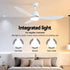 Devanti 48" Ceiling Fan with LED Light Remote Control DC Motor White