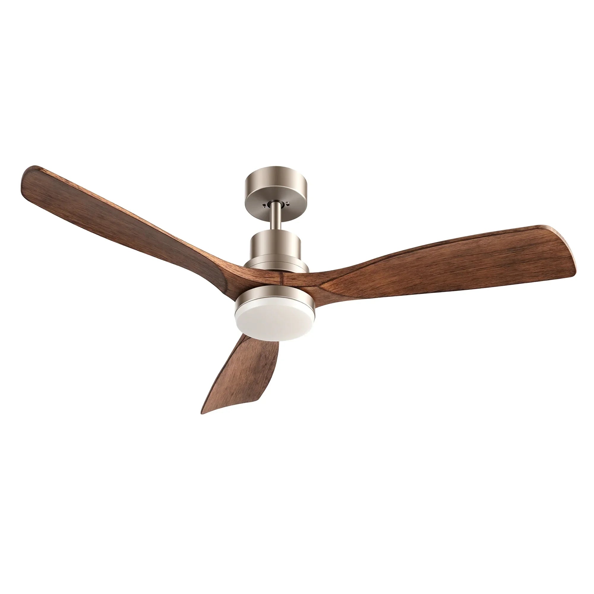 52" Ceiling Fan with Light Remote Control DC Motor Smart App Timber Blades Brown