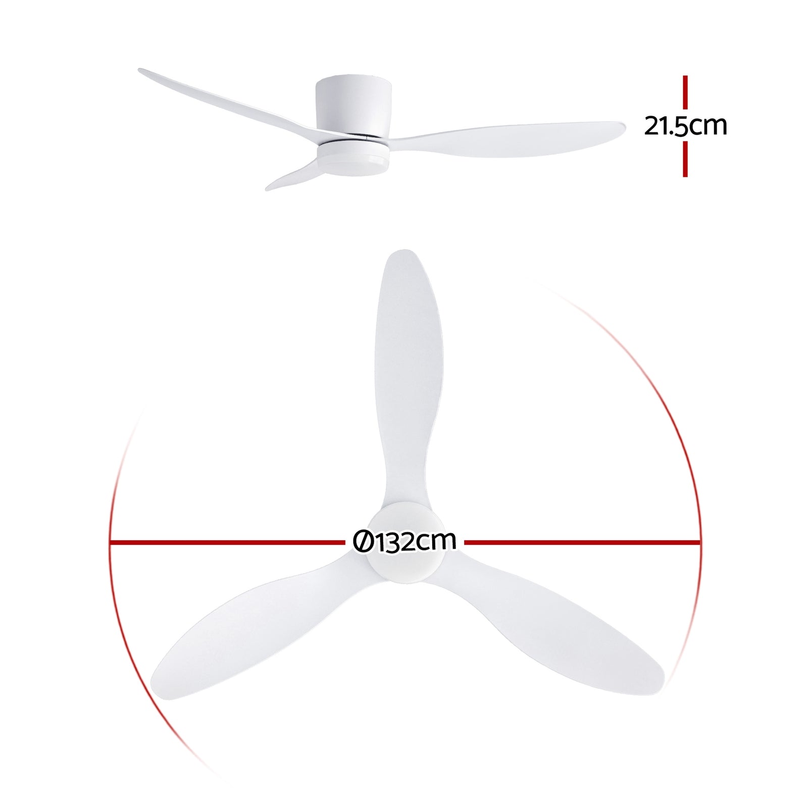 Devanti 52'' Ceiling Fan 3 Blades DC Motor w/Light w/Remote White