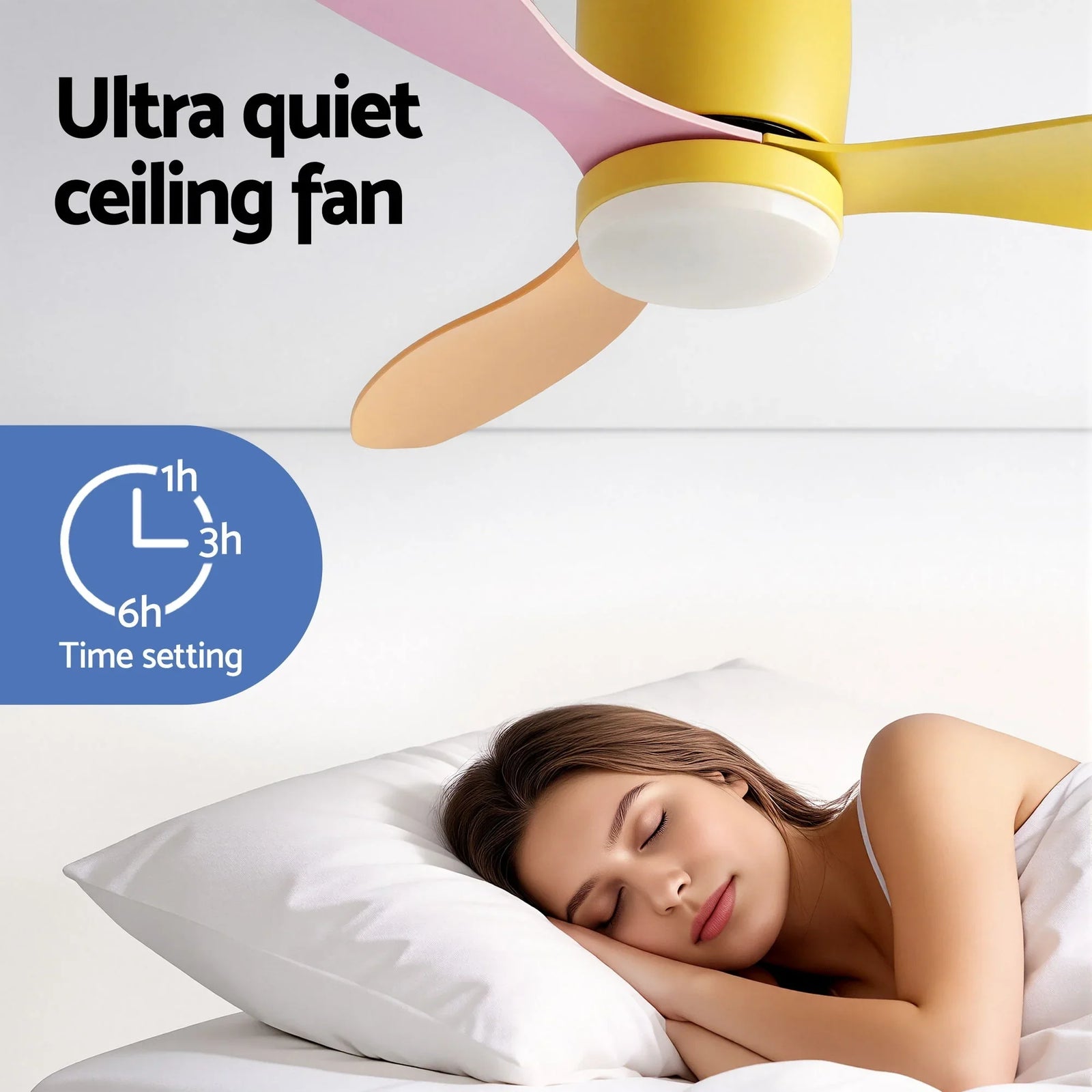52'' Ceiling Fan 3 Blades DC Motor w/Light w/Remote Yellow Pink Orange