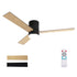 52'' Ceiling Fan 3 Blades Double-sided DC Motor w/Light w/Remote Light Wood and bLack