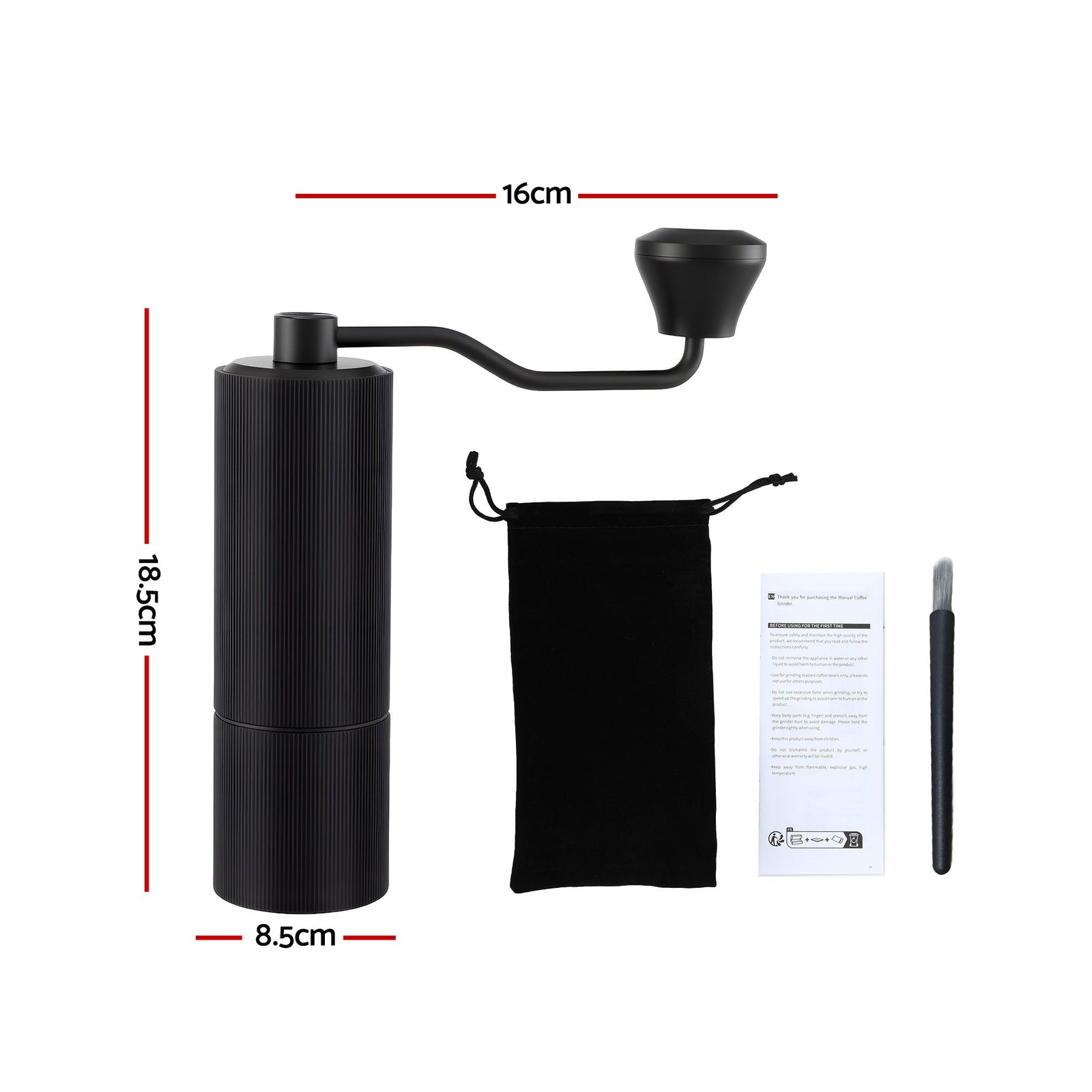 Manual Coffee Grinder with 24 Adjustable Settings | Hand Coffee Bean Burr Mill for Espresso French Press | Portable Stainless Steel Quiet Grinder with Storage Bag for Travel Camping, Black