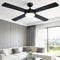 Ceiling Fan 52 Inch AC Motor with LED Light Remote 3 Speed Black