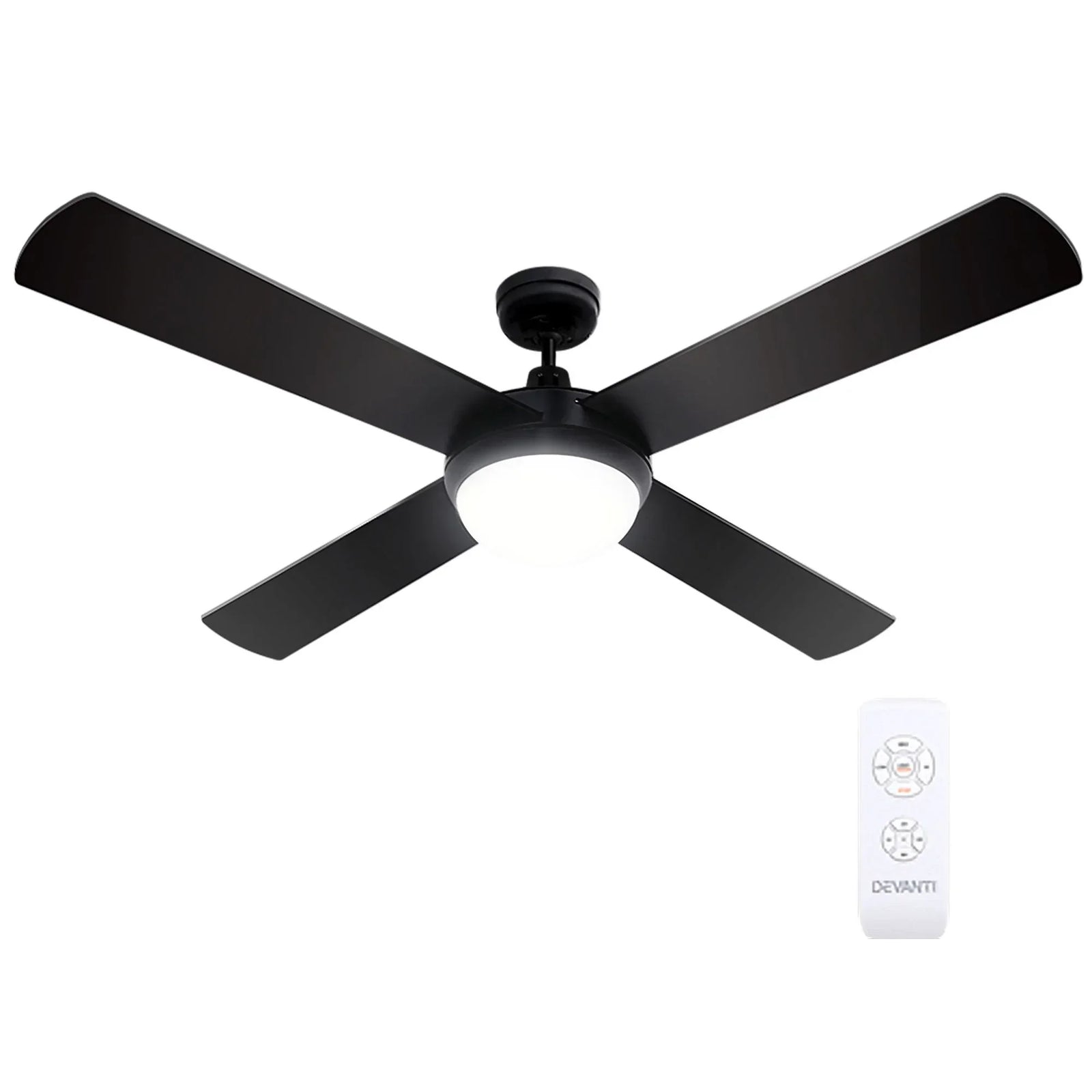 Ceiling Fan 52 Inch AC Motor with LED Light Remote 3 Speed Black