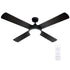 Ceiling Fan 52 Inch AC Motor with LED Light Remote 3 Speed Black
