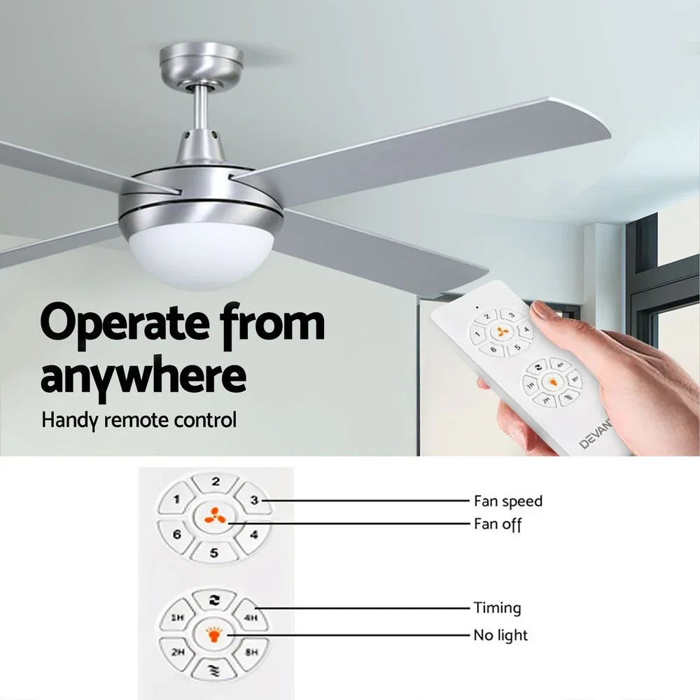 52" Ceiling Fan – LED Light, Remote Control, 6‑Speed DC Motor, Reverse Mode