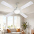 Ceiling Fan 52 Inch DC Motor with LED Light Remote 6 Speed White