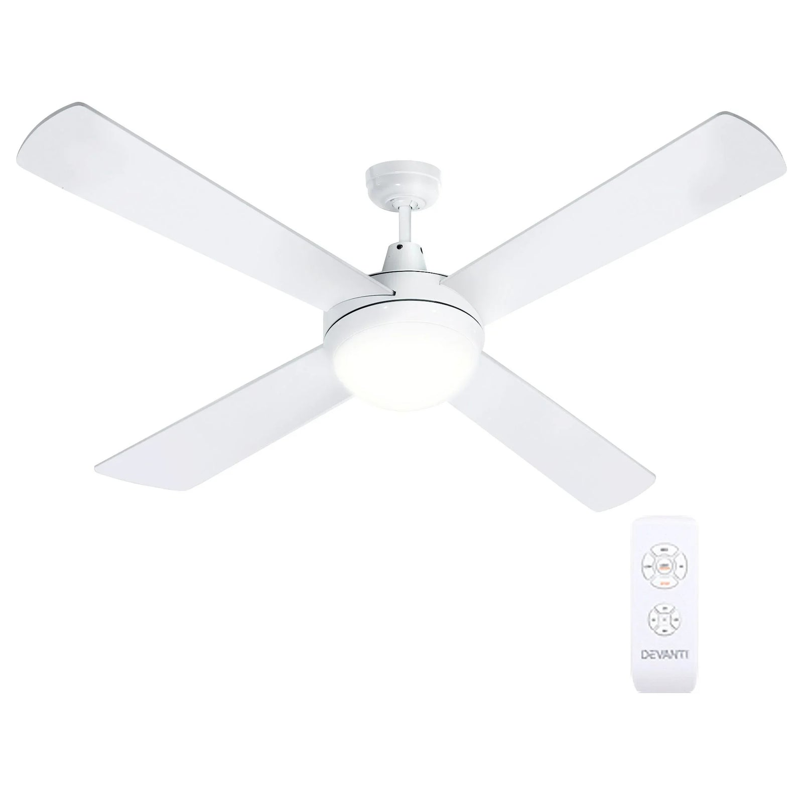Ceiling Fan 52 Inch DC Motor with LED Light Remote 6 Speed White