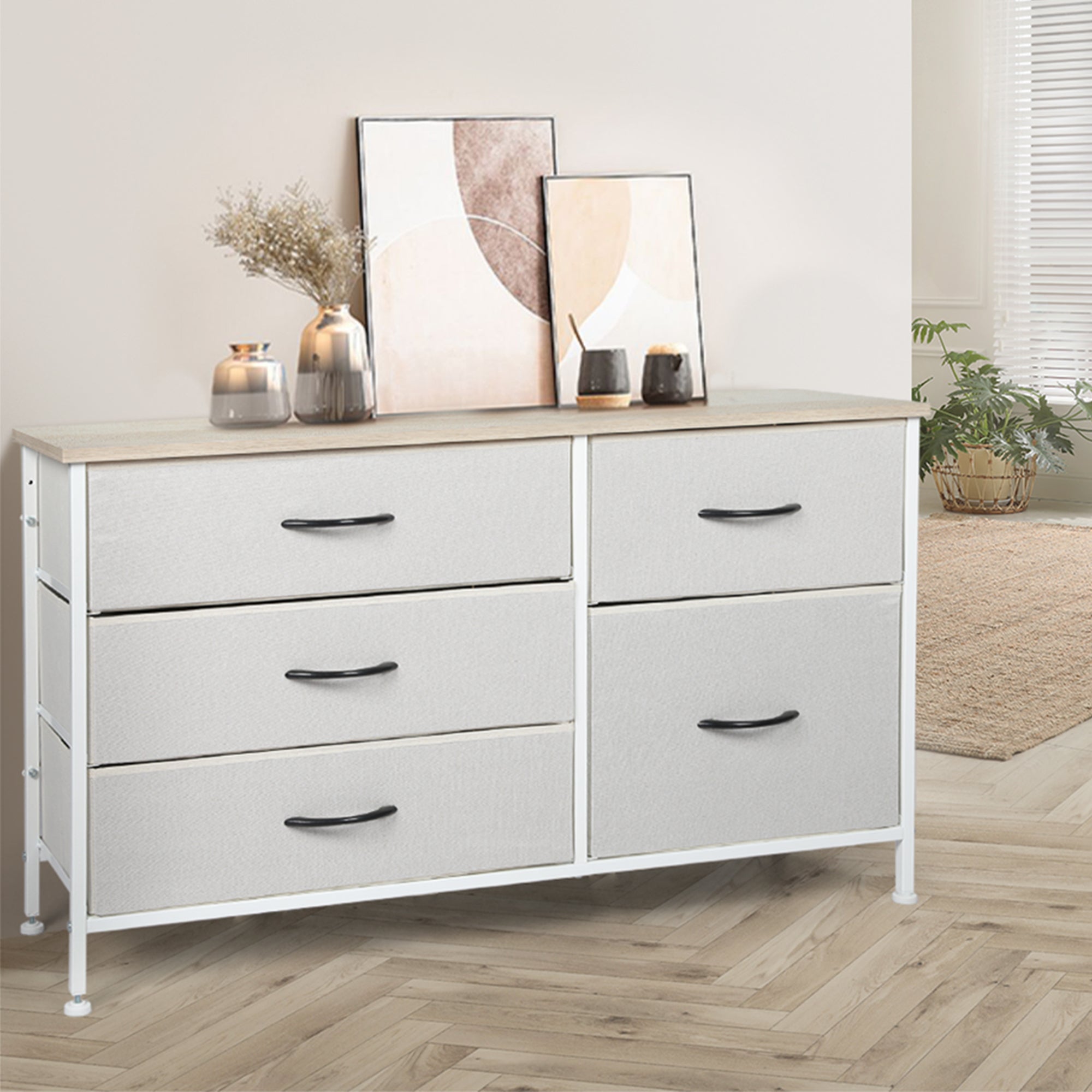 Levede Storage Cabinet Tower Chest of Beige-1864183284645367815