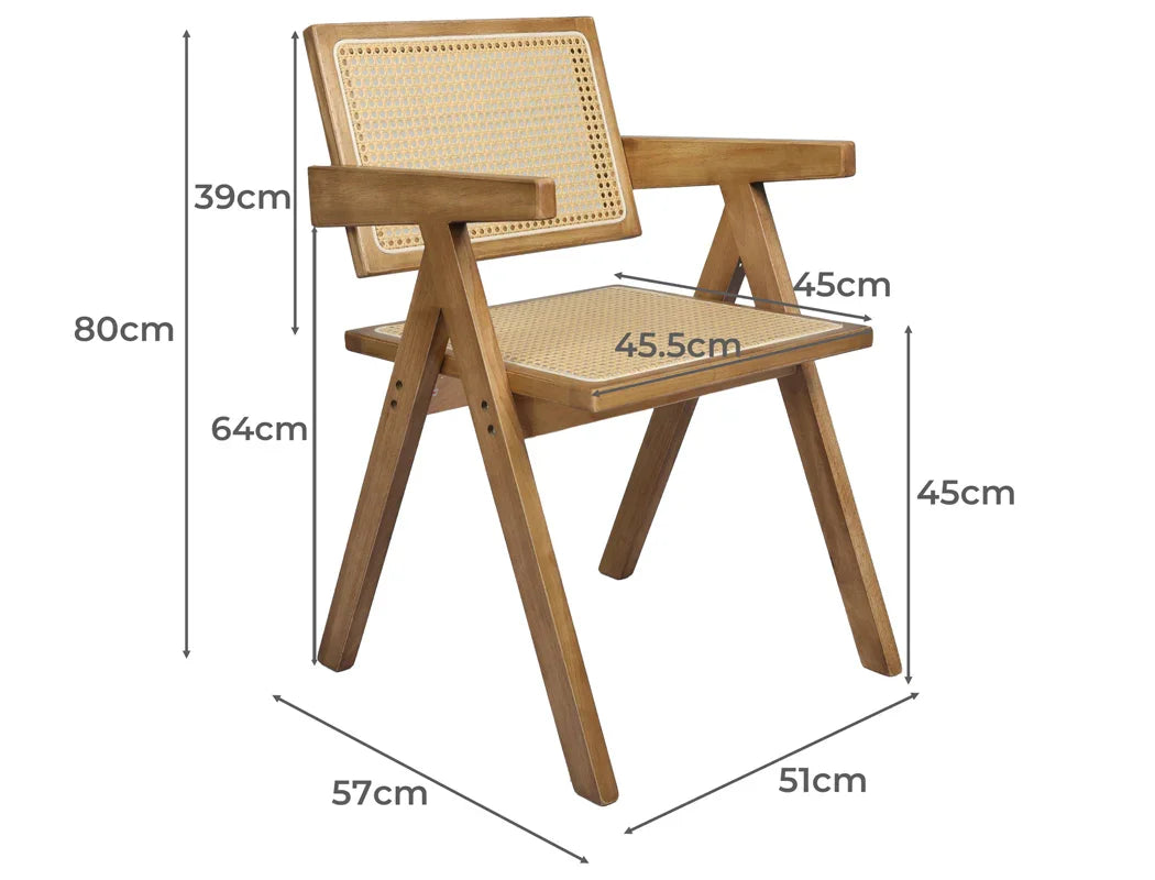 Levede 4x Dining Chair Solid Wood Rattan-2018816911982333954