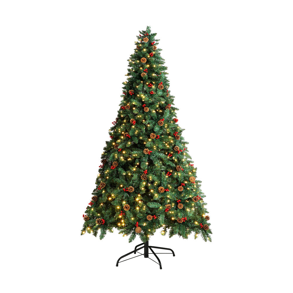 Christmas Tree 1.8M 6FT Xmas Decorations Green w/ LED Light and Pine Cones