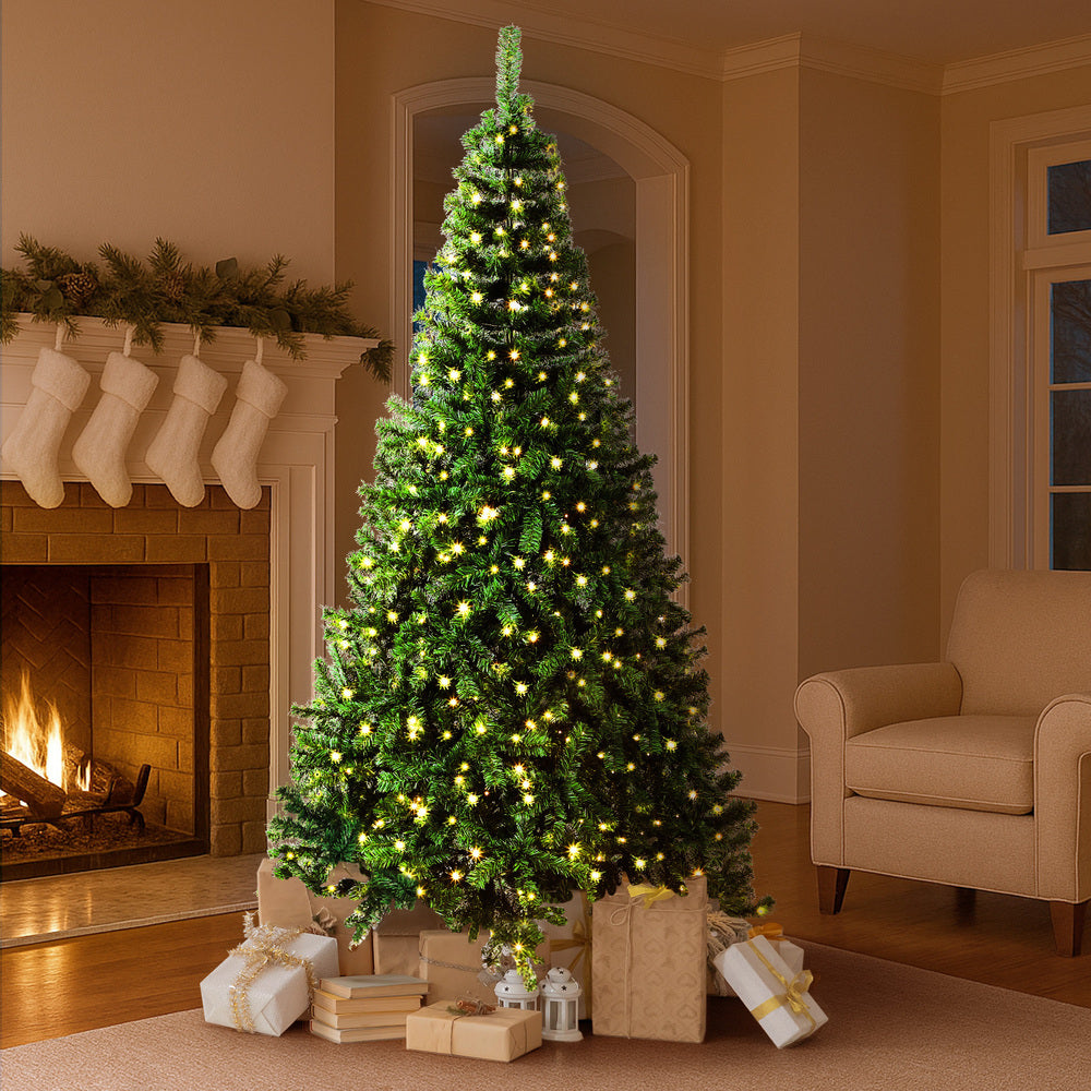 LED Christmas Tree 2.4M 8FT Green, 1450 Tips, 8 Modes, PVC Set