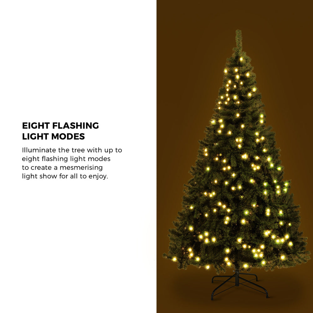 LED Christmas Tree 2.4M 8FT Green, 1450 Tips, 8 Modes, PVC Set