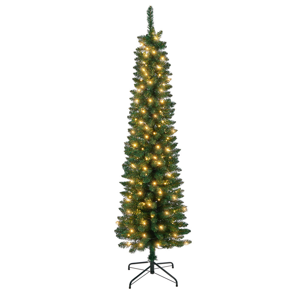 Tinseltown Slim LED Christmas Tree 6FT 1.8M Warm Lights Green 300 Tips